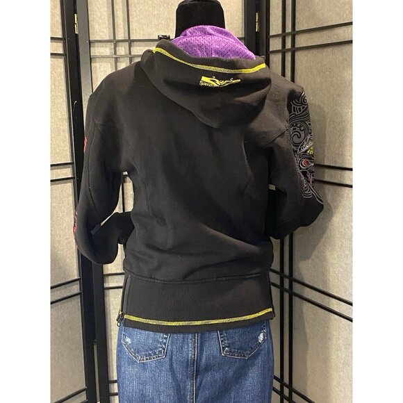 Speed & Strength Womens M Black Embroidered Hoodie Zip Killer Queen Thumb Holes - Picture 3 of 12